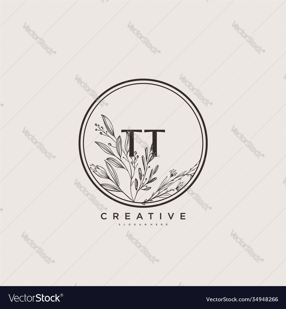 Tt beauty initial logo art handwriting