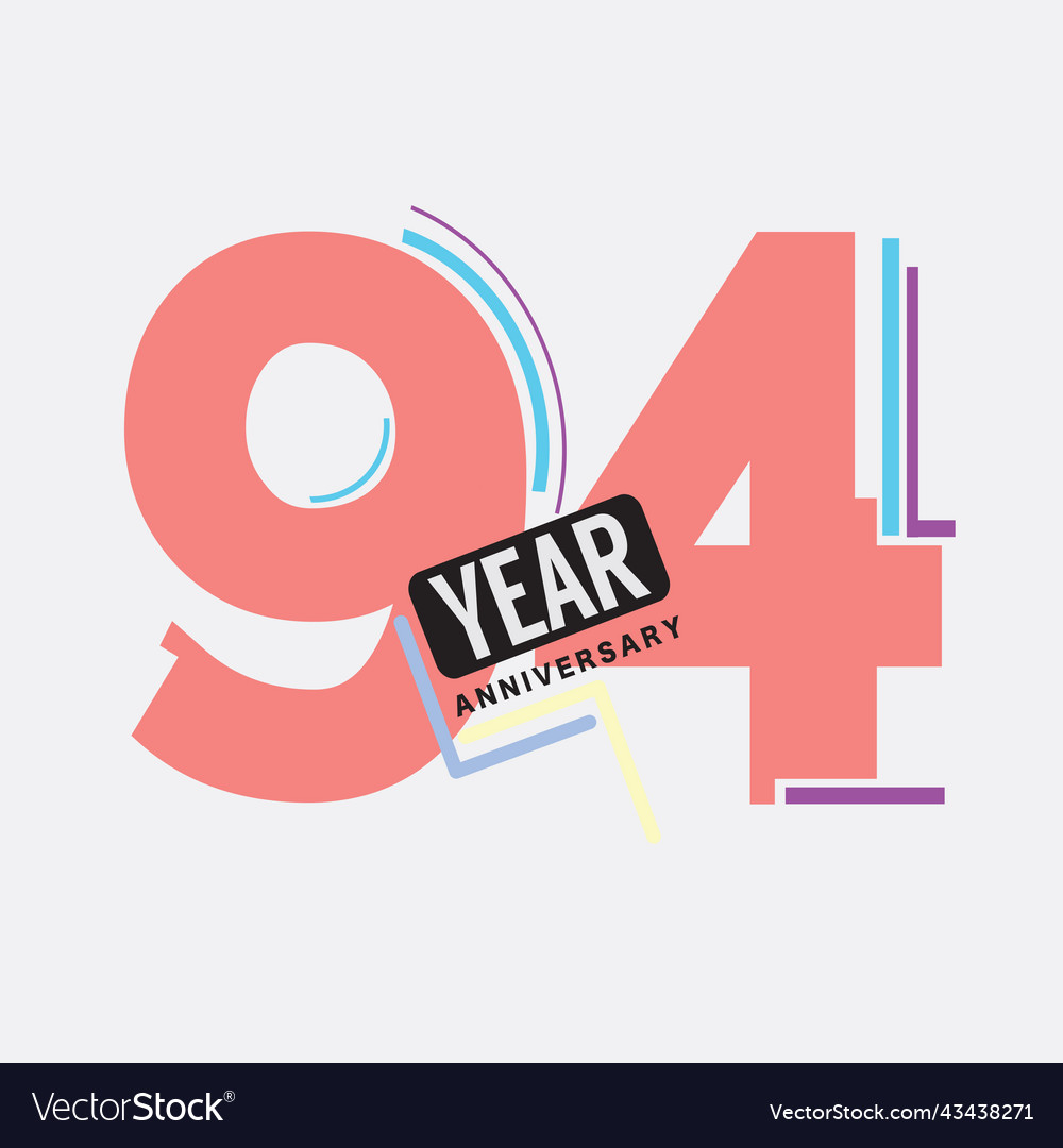 94th years anniversary logo birthday celebration vector image 94th years anniversary logo birthday celebration