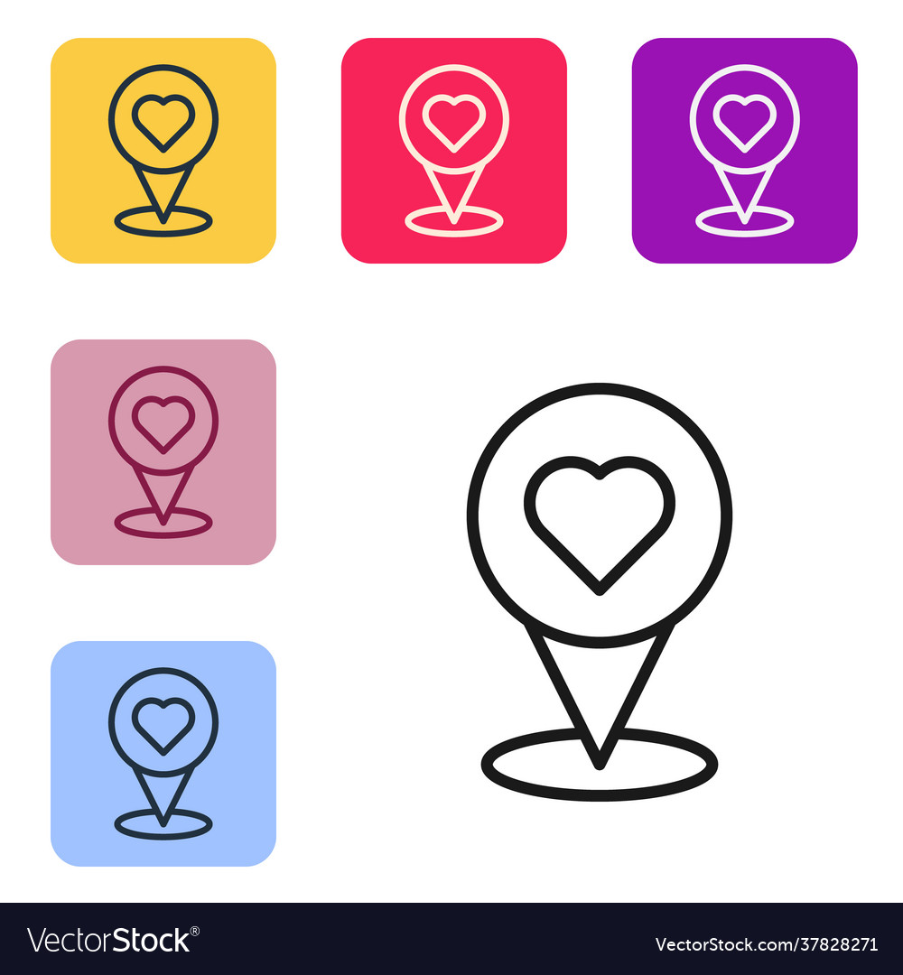Black line map pointer with heart icon isolated vector image Black line map pointer with heart icon isolated