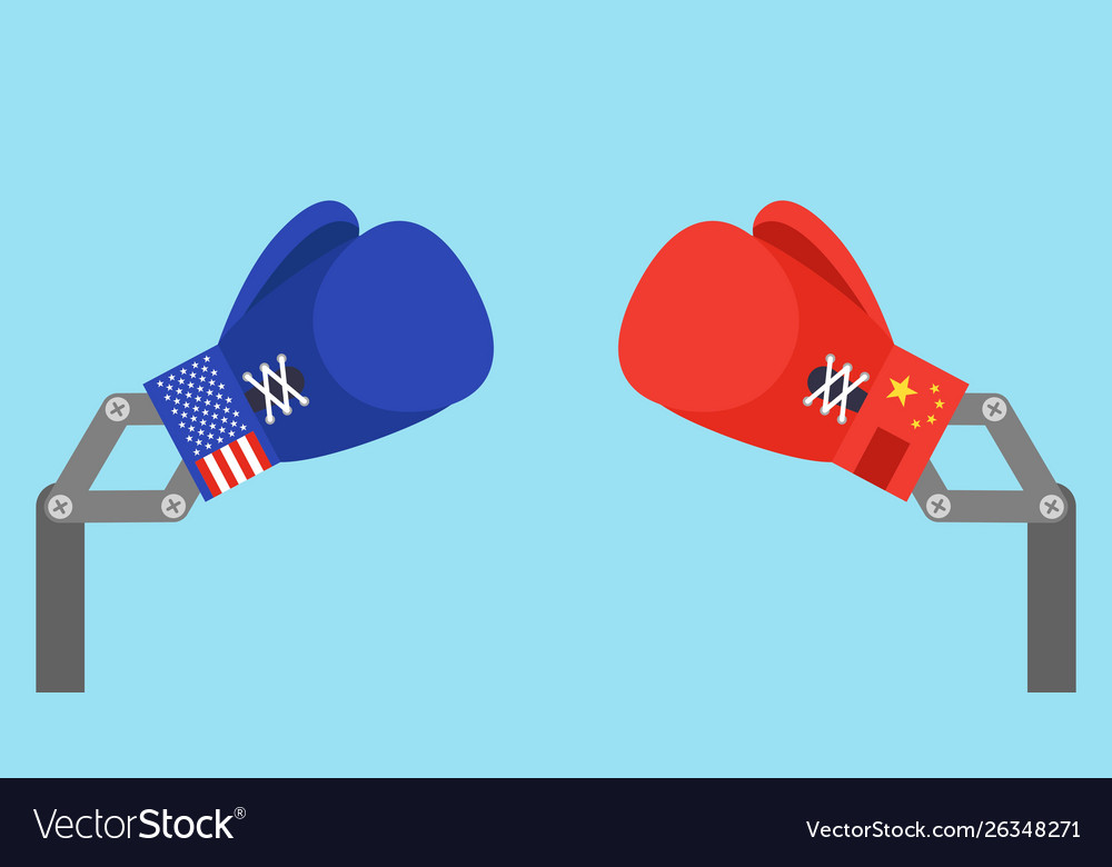 Blue toy boxing gloves arm with usa flag and red