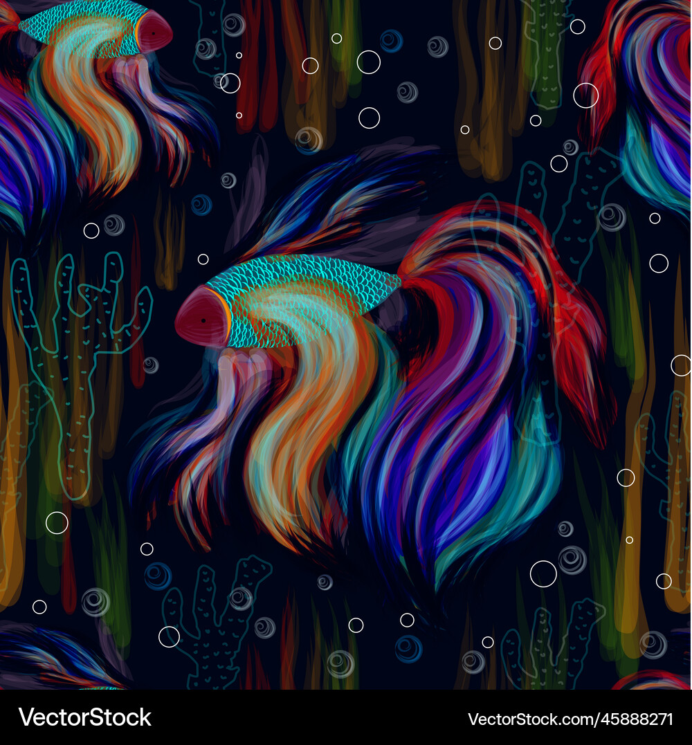 Bright seamless pattern with fish seamless Vector Image