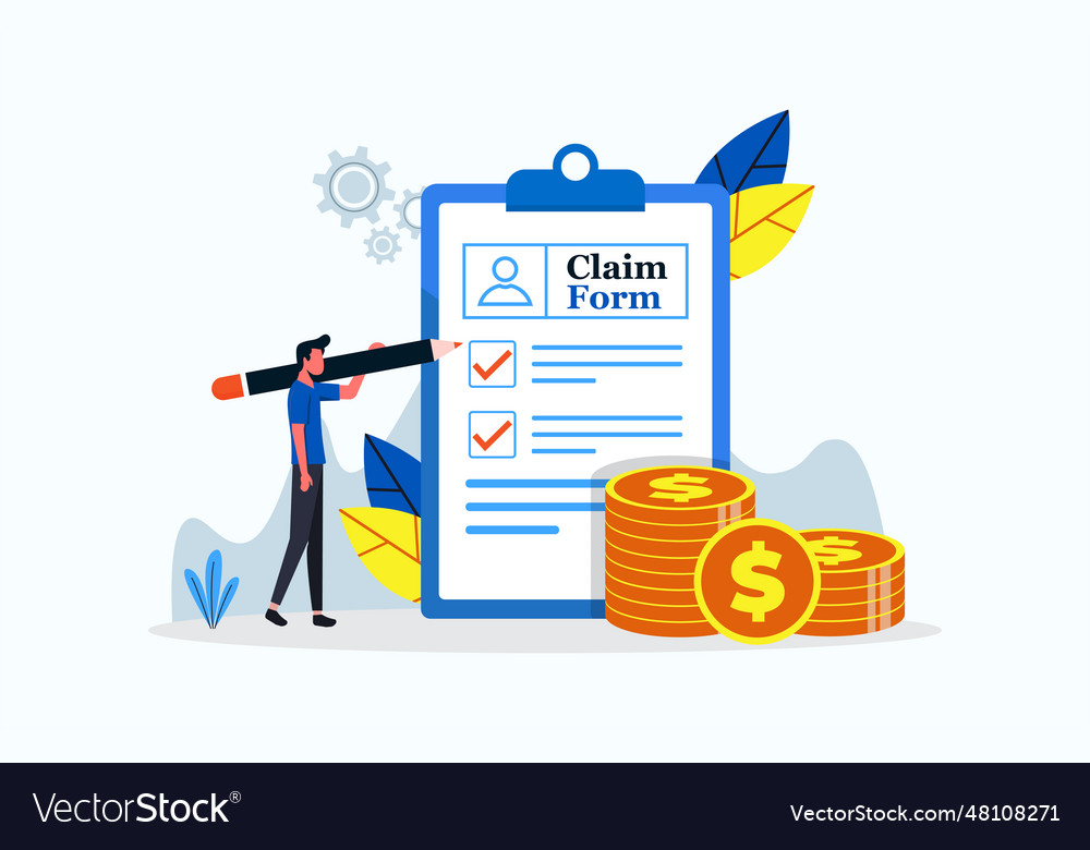 Claim form with check mark and money symbol vector image Claim form with check mark and money symbol