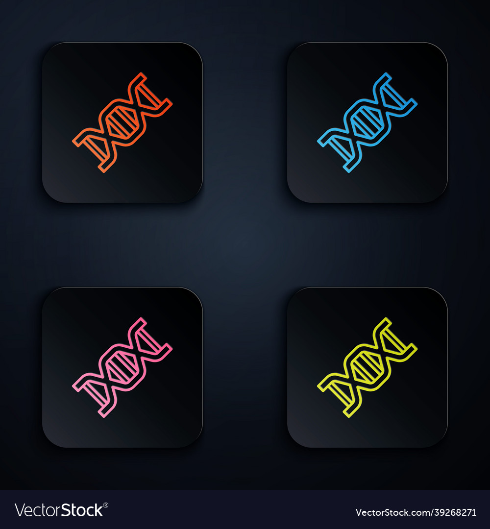 Color neon line dna symbol icon isolated on black