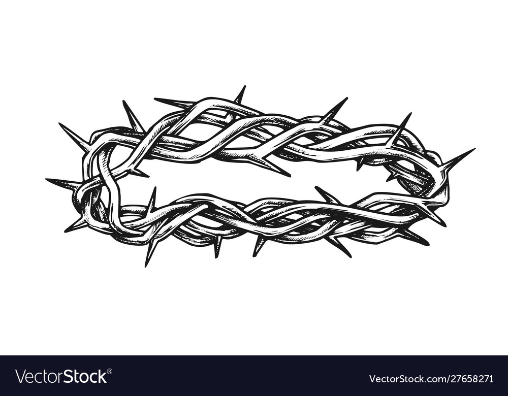 Crown of thorns religious symbol retro Royalty Free Vector