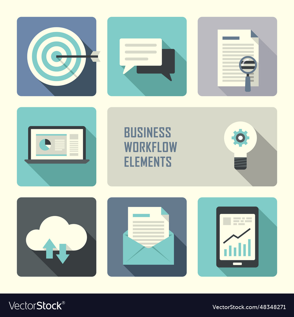 Flat design concept for business workflow vector image Flat design concept for business workflow