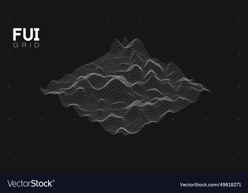 Fui gui 3d landscape scan grid abstract vector image Fui gui 3d landscape scan grid abstract