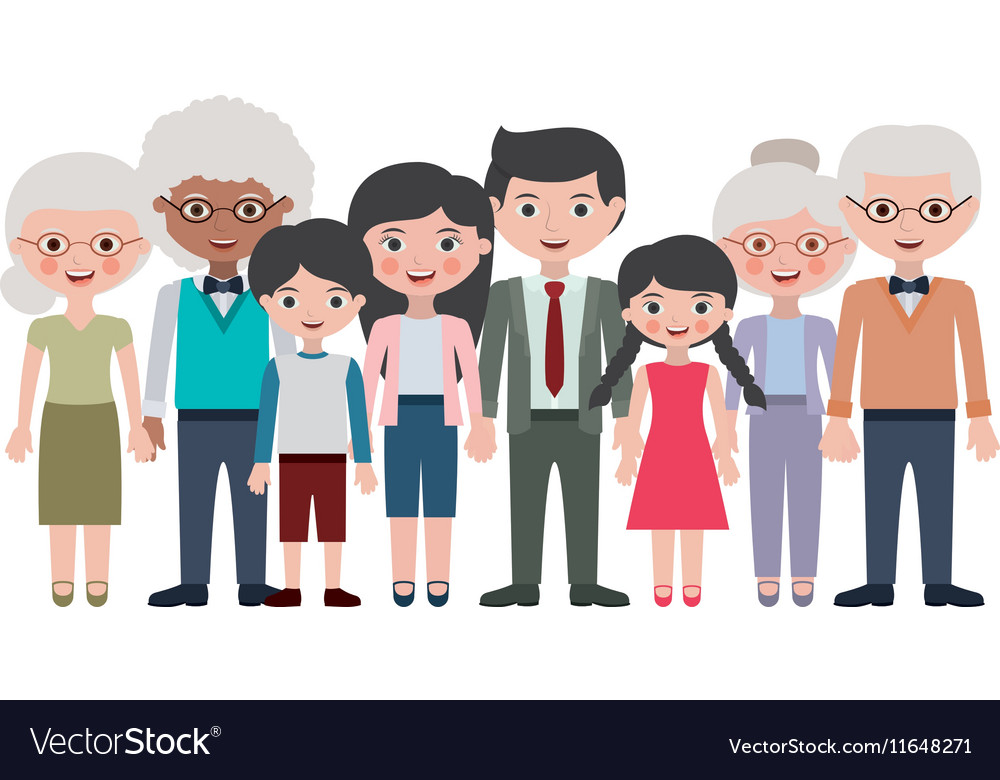 Grandparents Parents And Kids Cartoons Design Vector Image