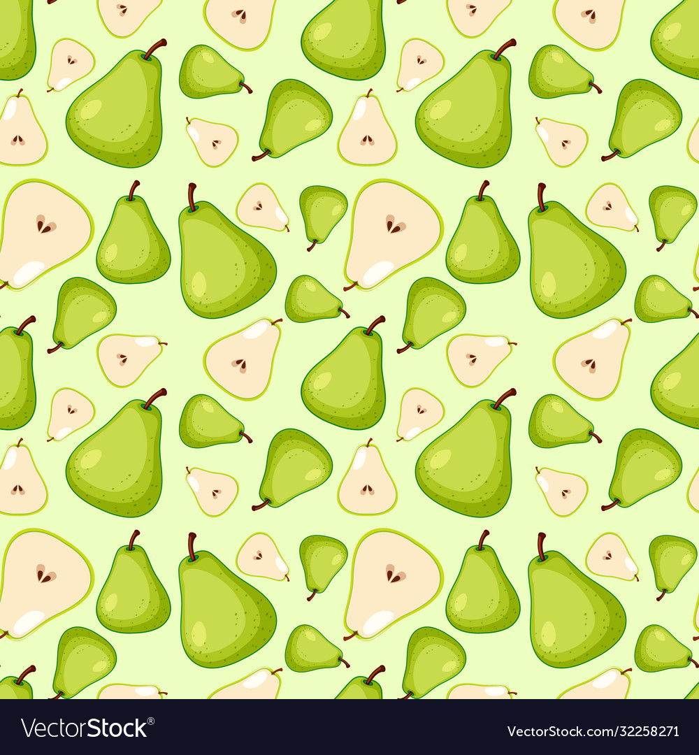 Green pear seamless pattern on background Vector Image Green pear seamless pattern on background