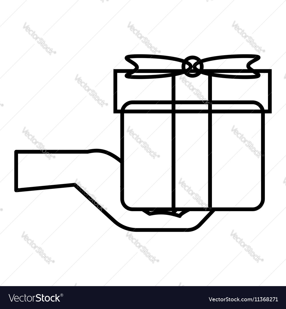 Hand holding a gift icon outline style Royalty Free Vector