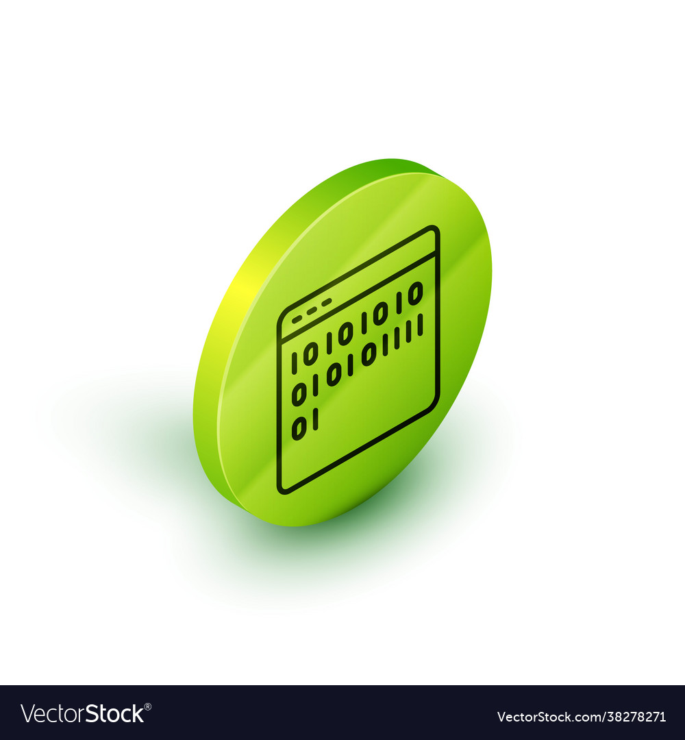 Isometric line binary code icon isolated on white vector image Isometric line binary code icon isolated on white