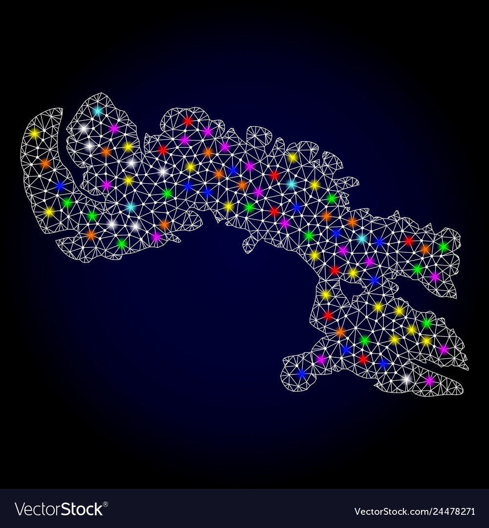 Mesh wire frame map of baffin island with colorful