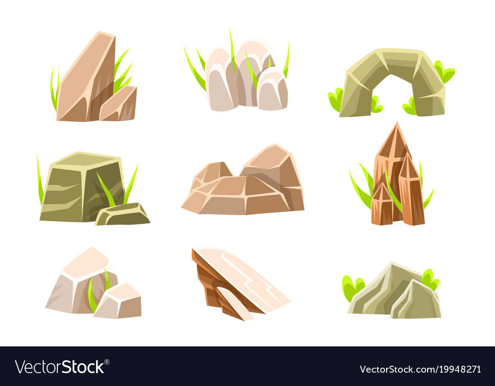 Natural brow rocks of different shape collection