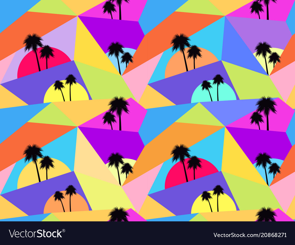Palm trees seamless pattern avant-garde style vector image Palm trees seamless pattern avant-garde style