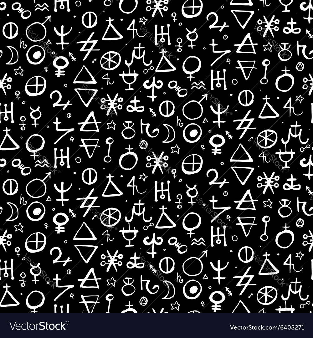 Pattern with alchemy symbols