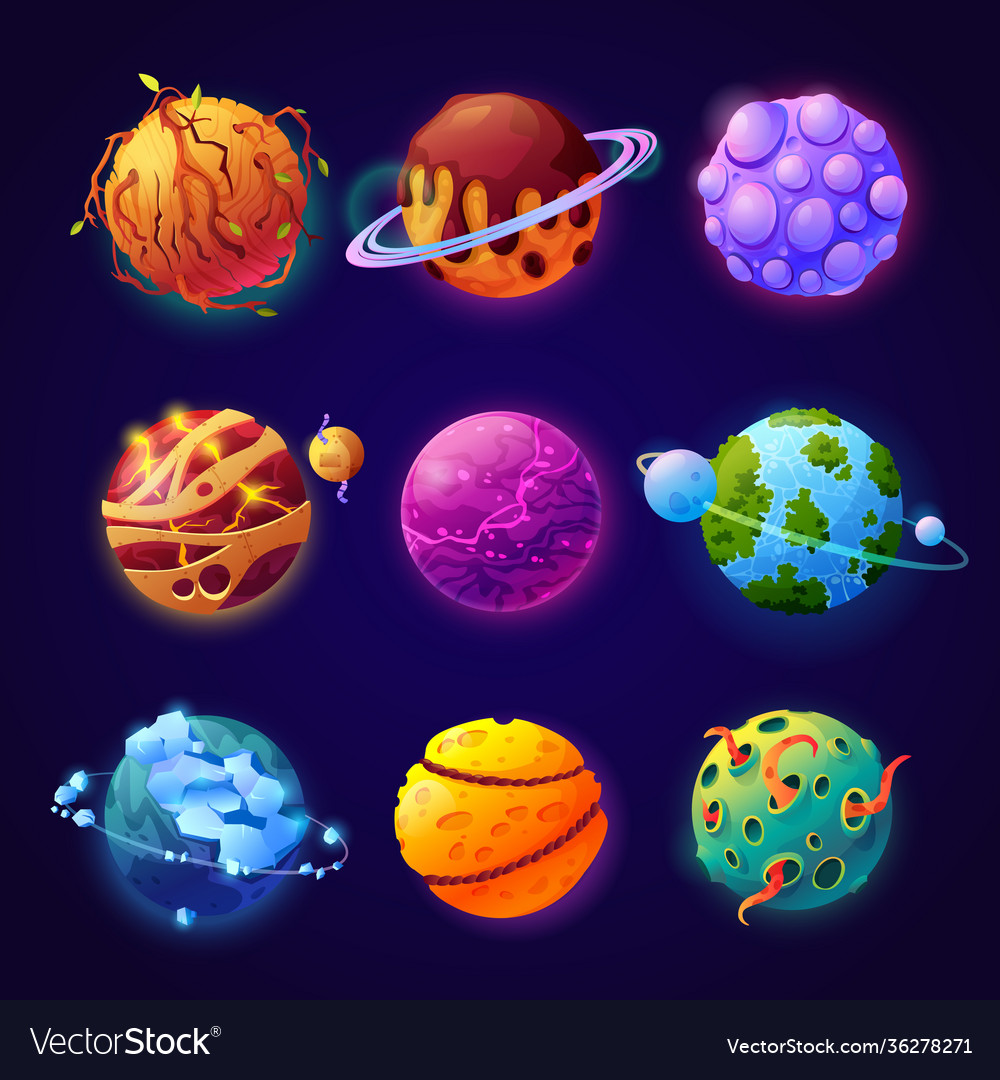 fantasy fictional celestial bodies set Vector Image