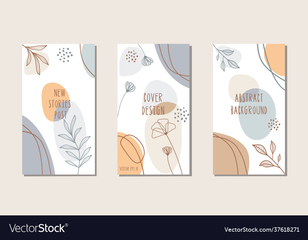 Set botanical art lines on abstract backgrounds vector image Set botanical art lines on abstract backgrounds