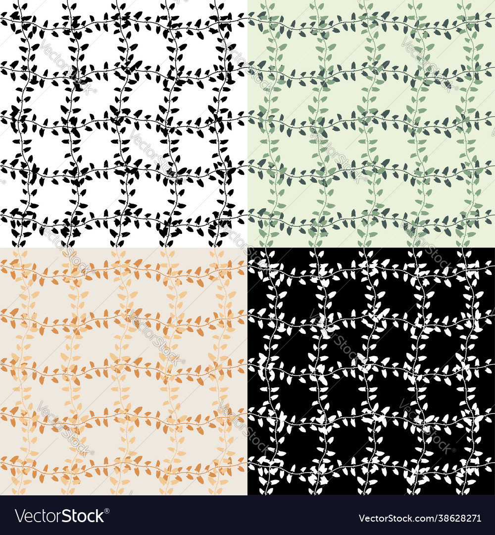 Set seamless patterns with thin liana grass