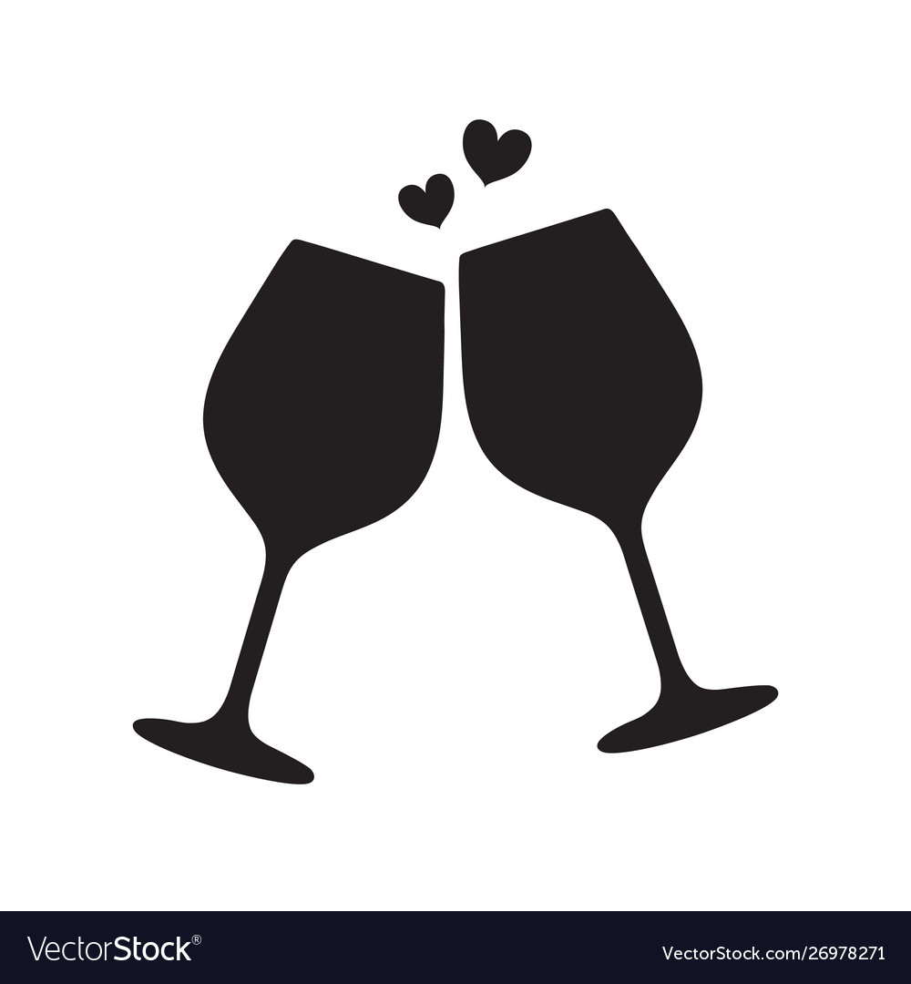 Silhouette two sparkling glasses wine or Vector Image