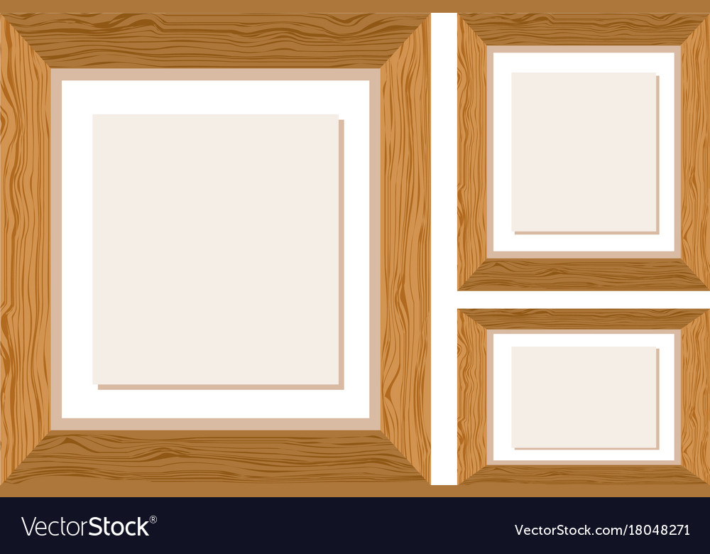 Three wooden frames in different sizes Royalty Free Vector