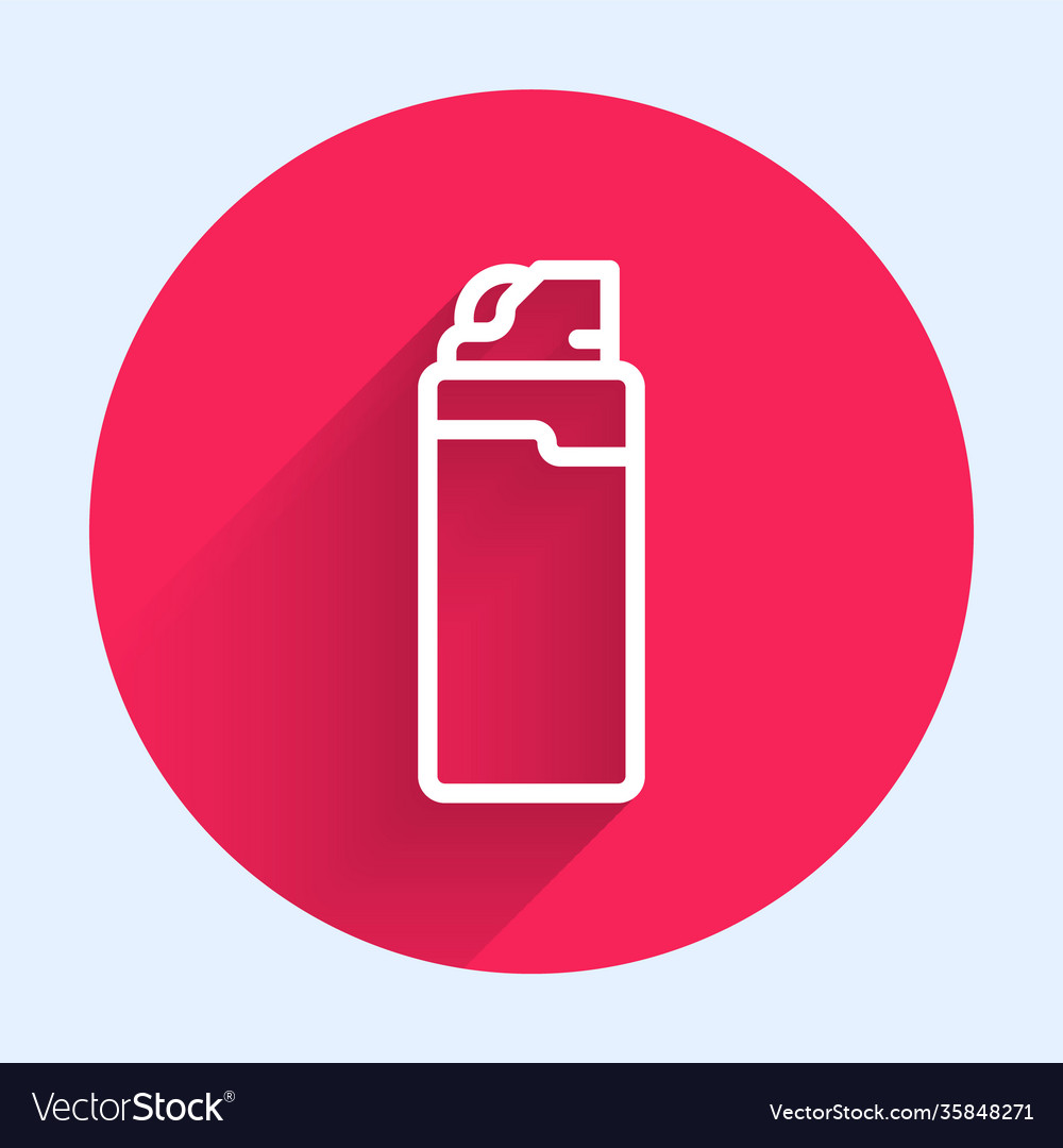 White line lighter icon isolated with long shadow