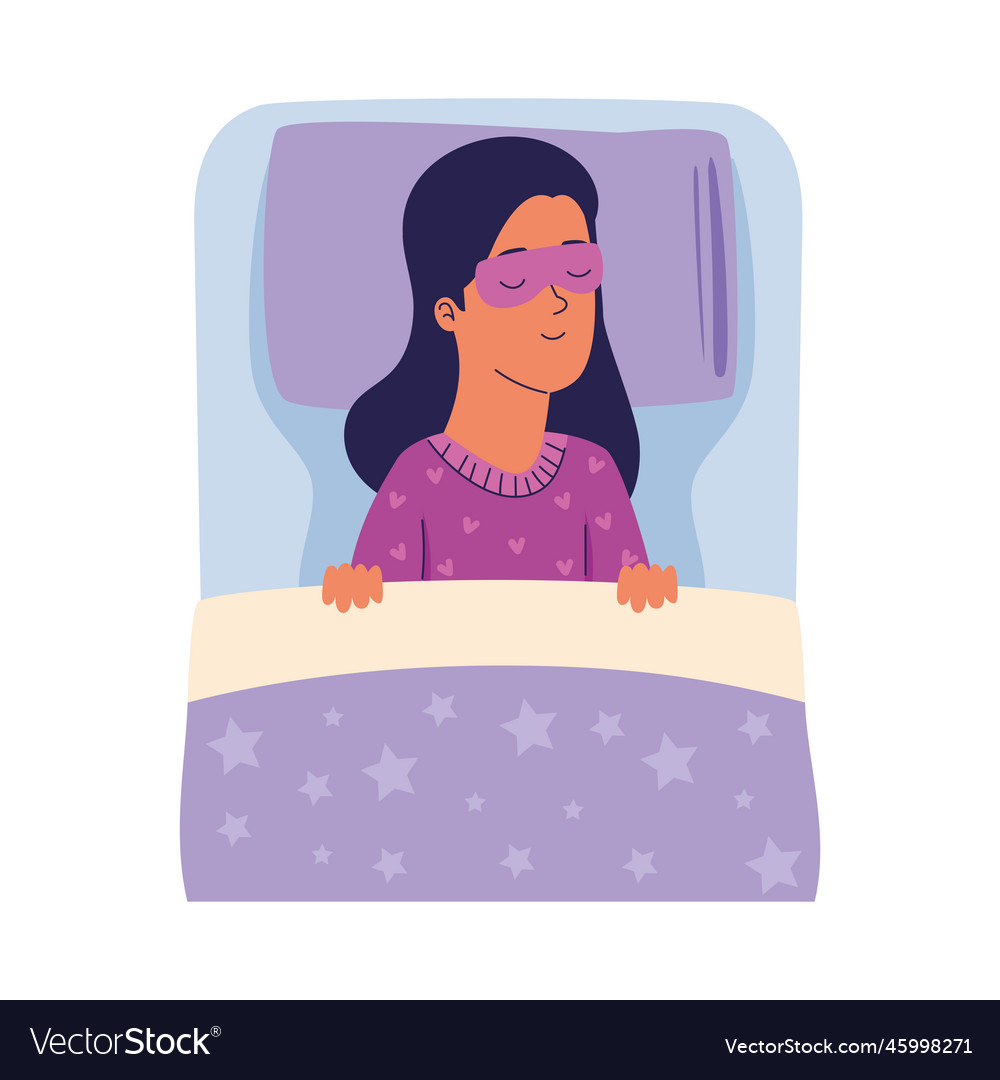 Woman sleeping with eyes cover Royalty Free Vector Image