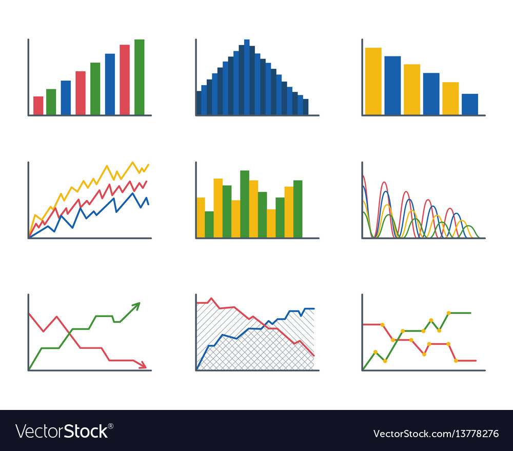 Business data graph analytics elements bar pie Vector Image