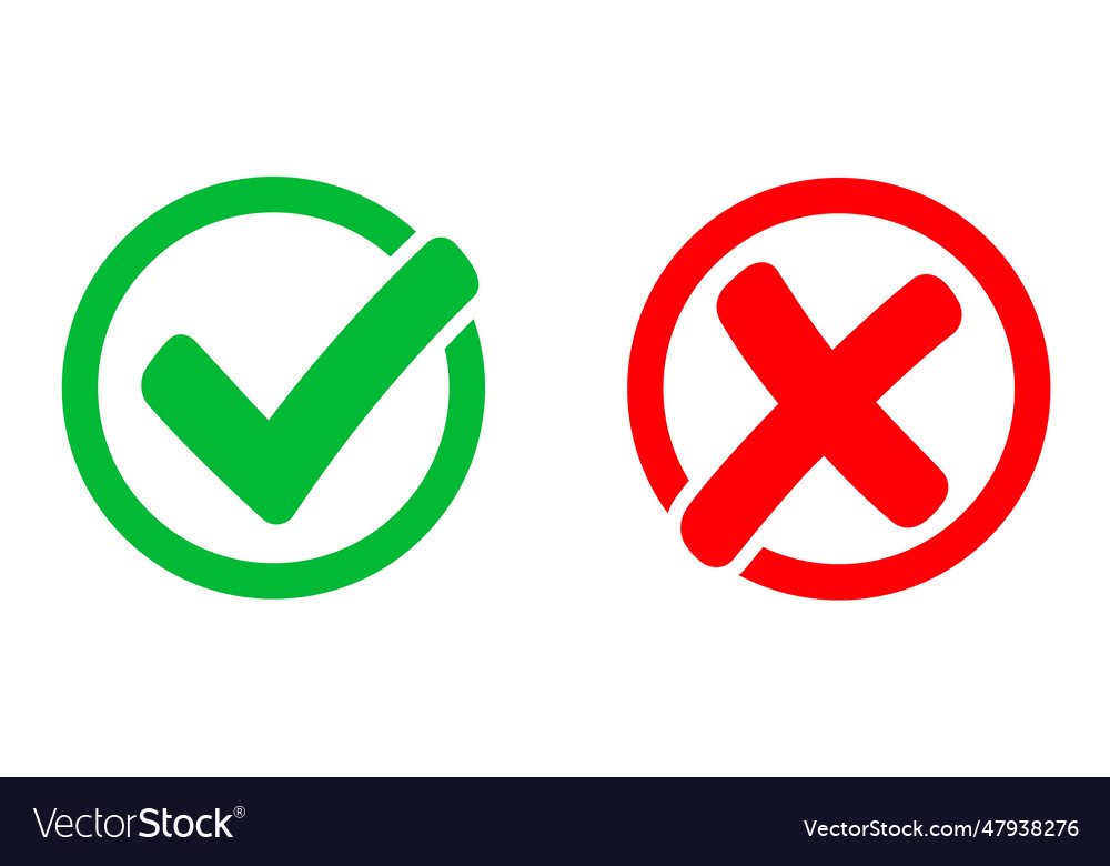 Check mark and x icon checkmark