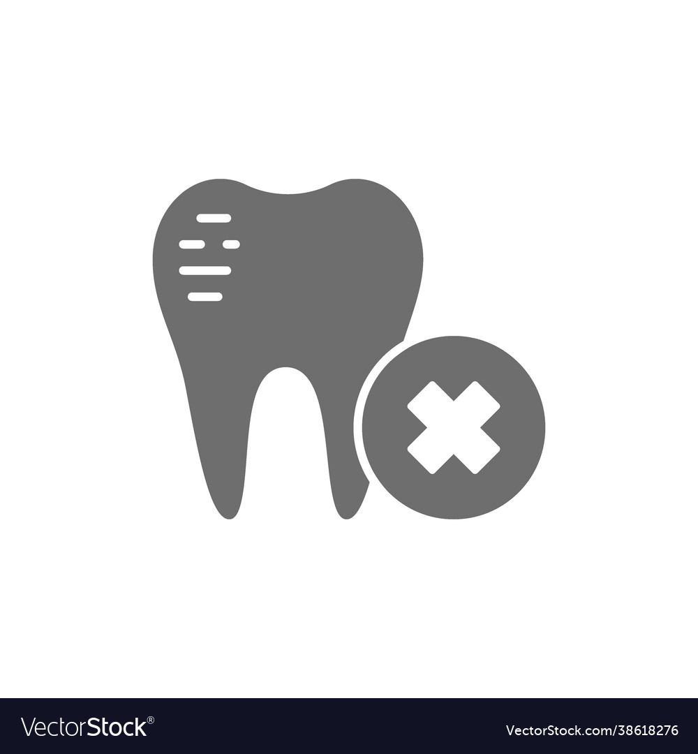 Damaged tooth enamel dental broken grey icon Vector Image