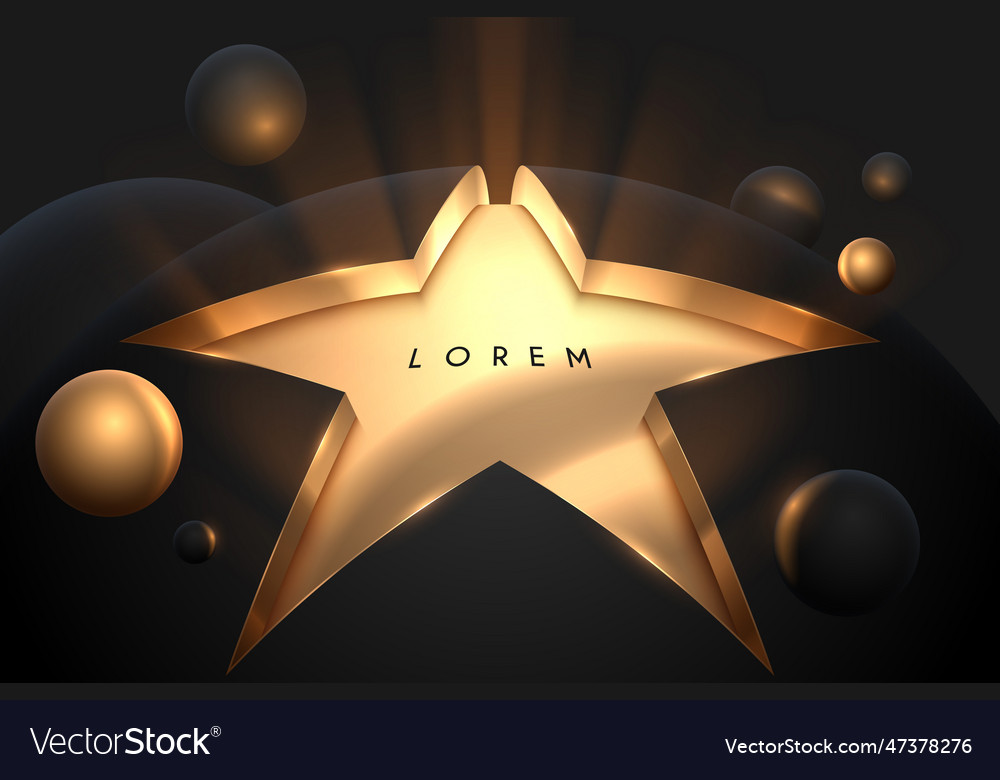 Golden star shape with spheres light effect Vector Image