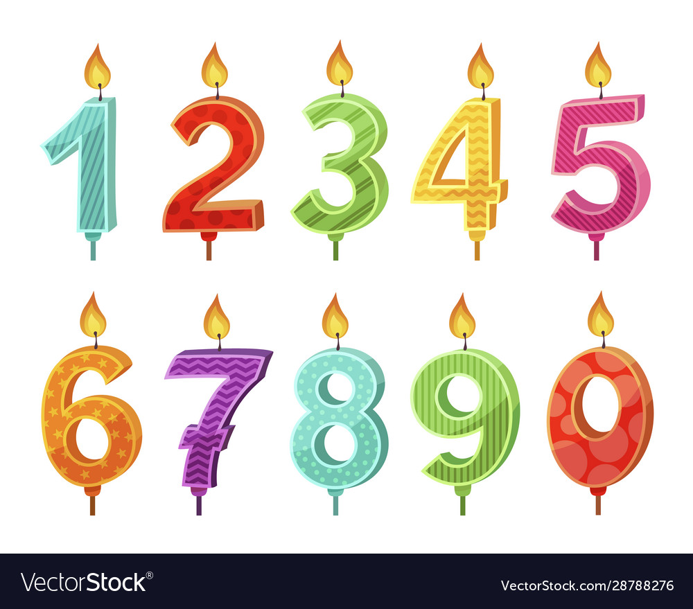 Holiday candles birthday cake decorative elements Vector Image