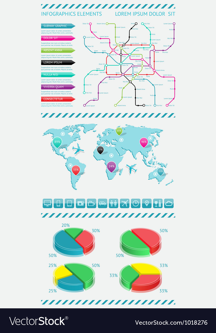 Infographics elements with world map