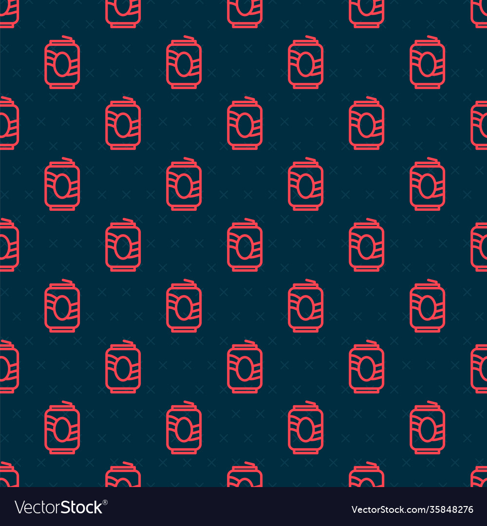 Red line soda can icon isolated seamless pattern