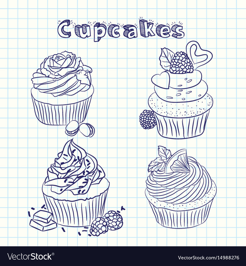 Scetch cupcake sheet background