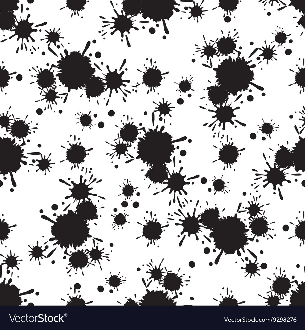 Seamless pattern with paint spots ink splashes