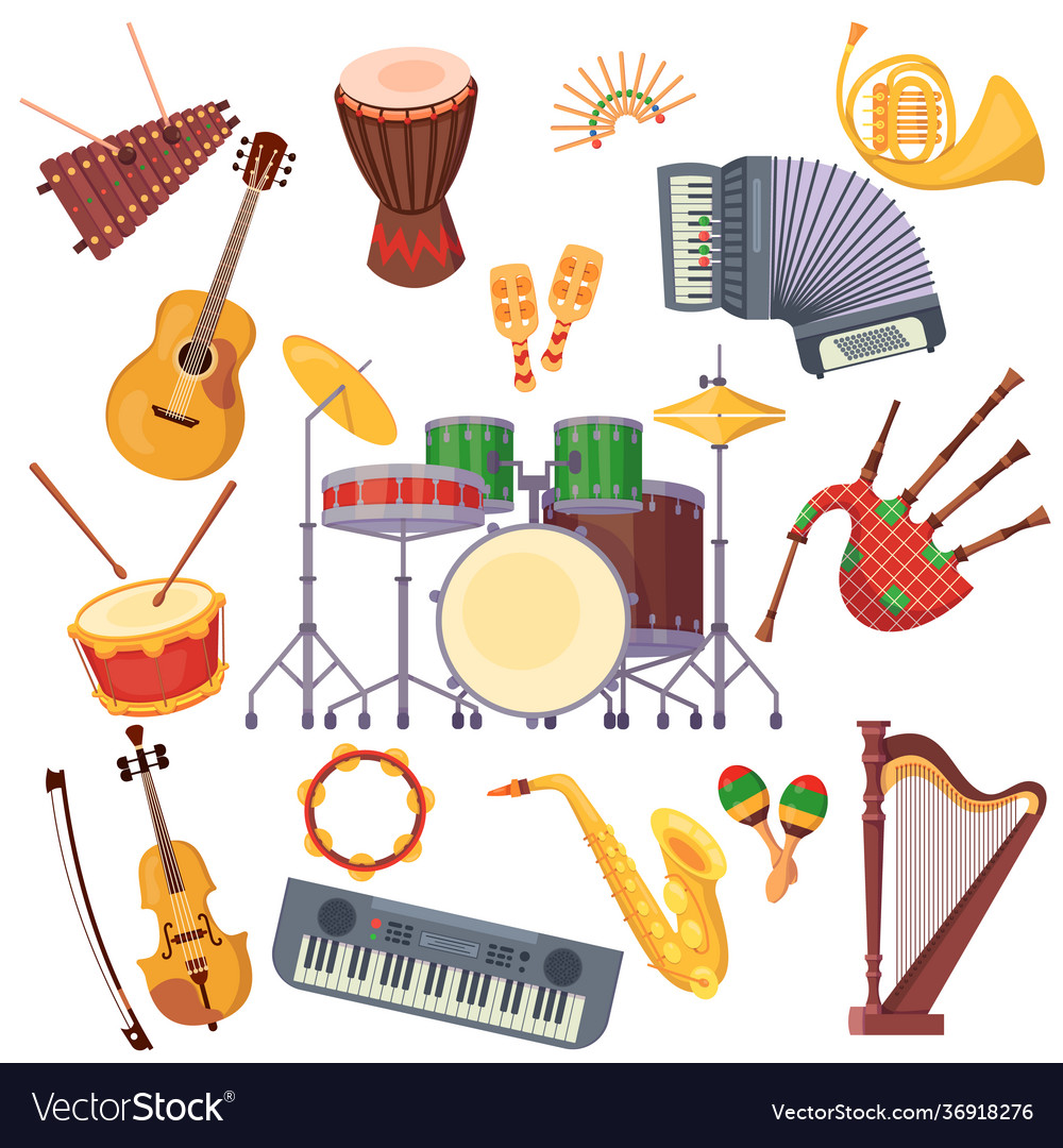 Set Modern Musical Instruments For Holidays Vector Image