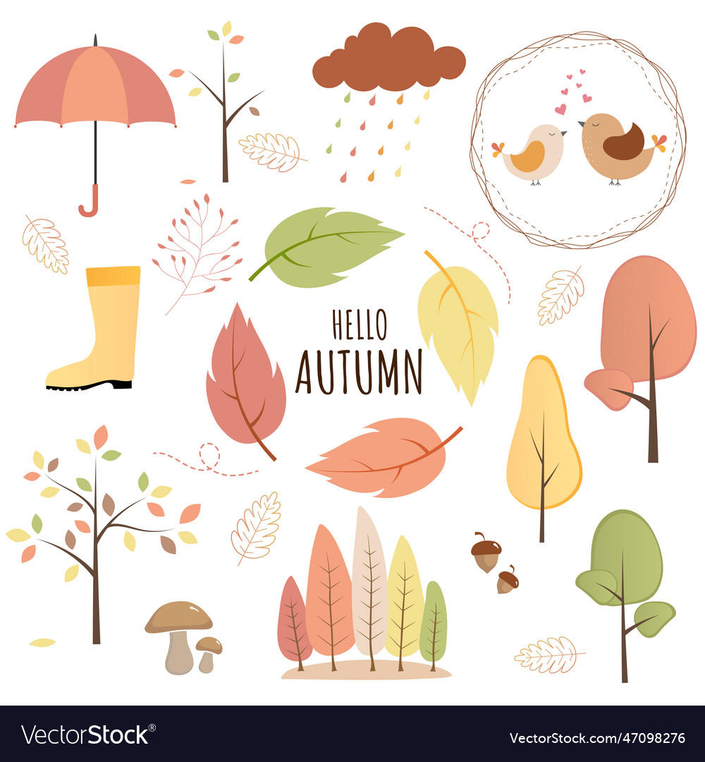 Set of autumn objects Vector Image Set of autumn objects