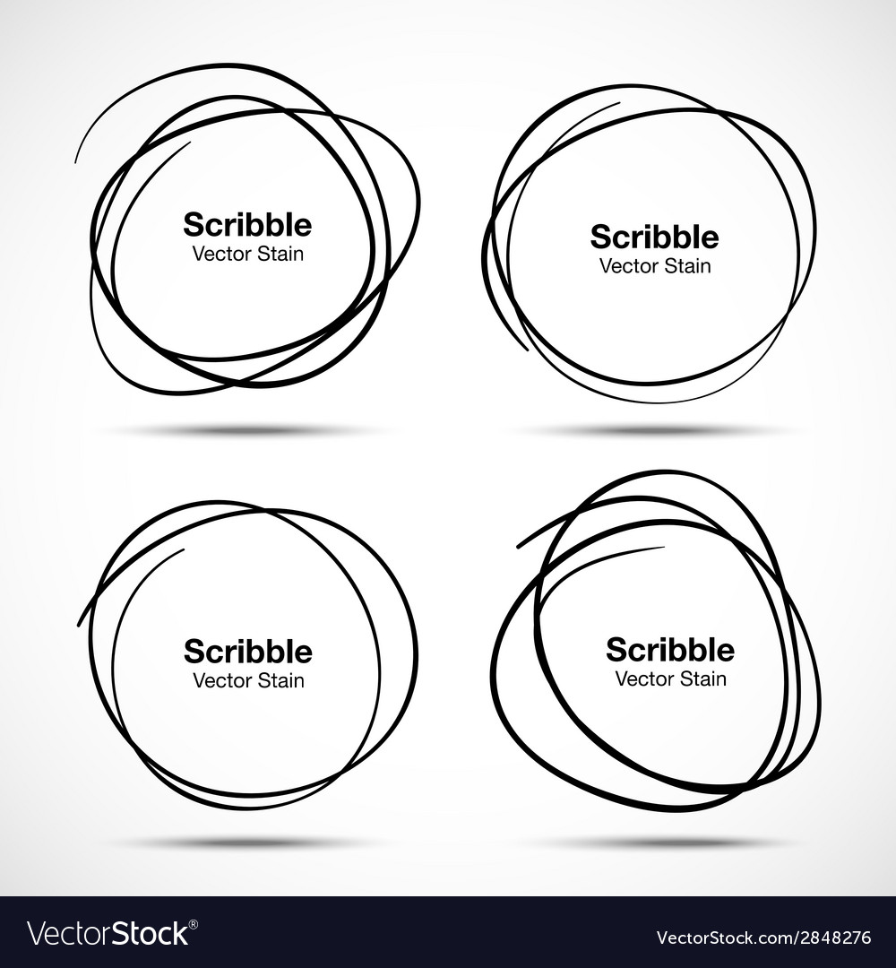 Set of hand drawn scribble circles design elements
