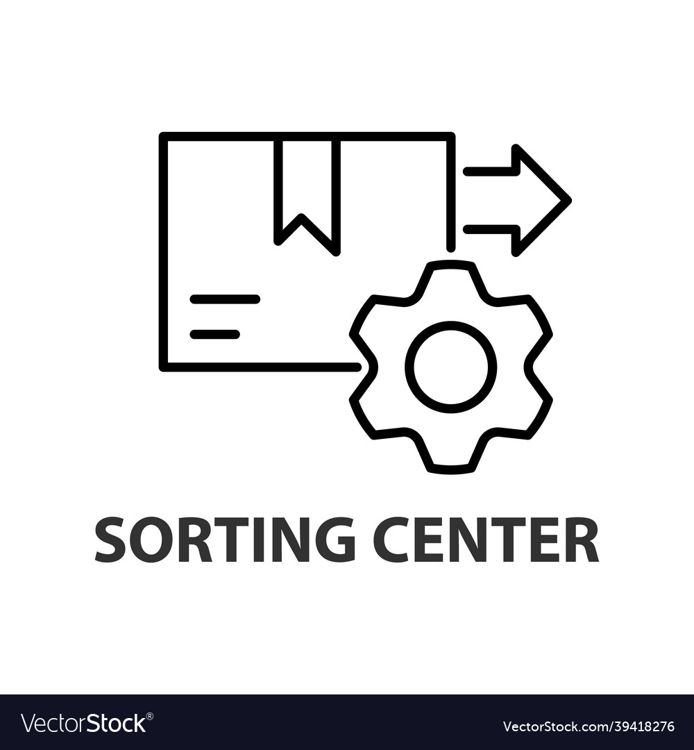 Sorting center linear icon black simple