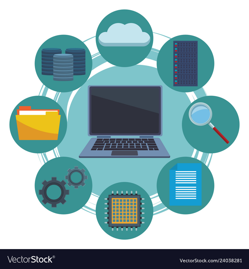 Computer and informatic items Vector Image Computer and informatic items