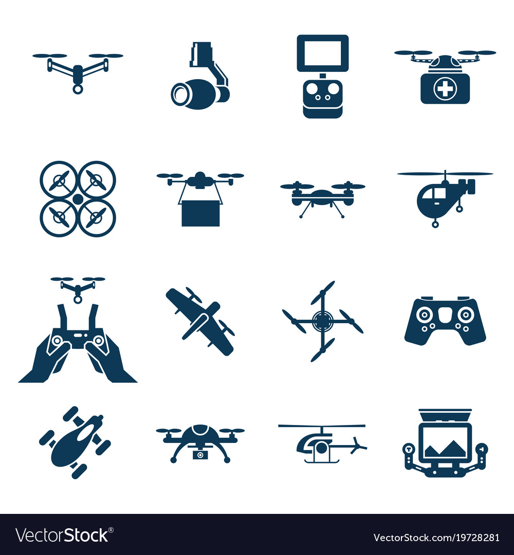 Digital flying drone objects color
