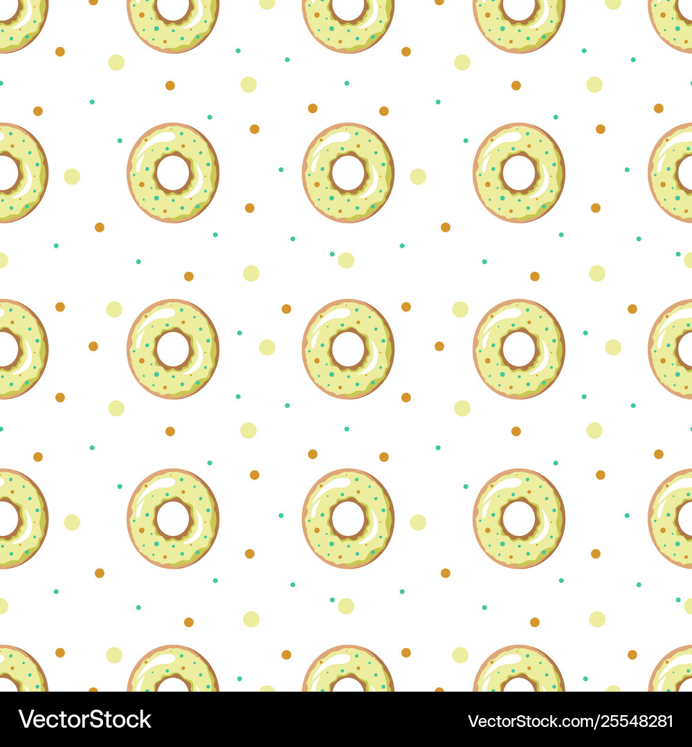 Donut pattern on white background Royalty Free Vector Image