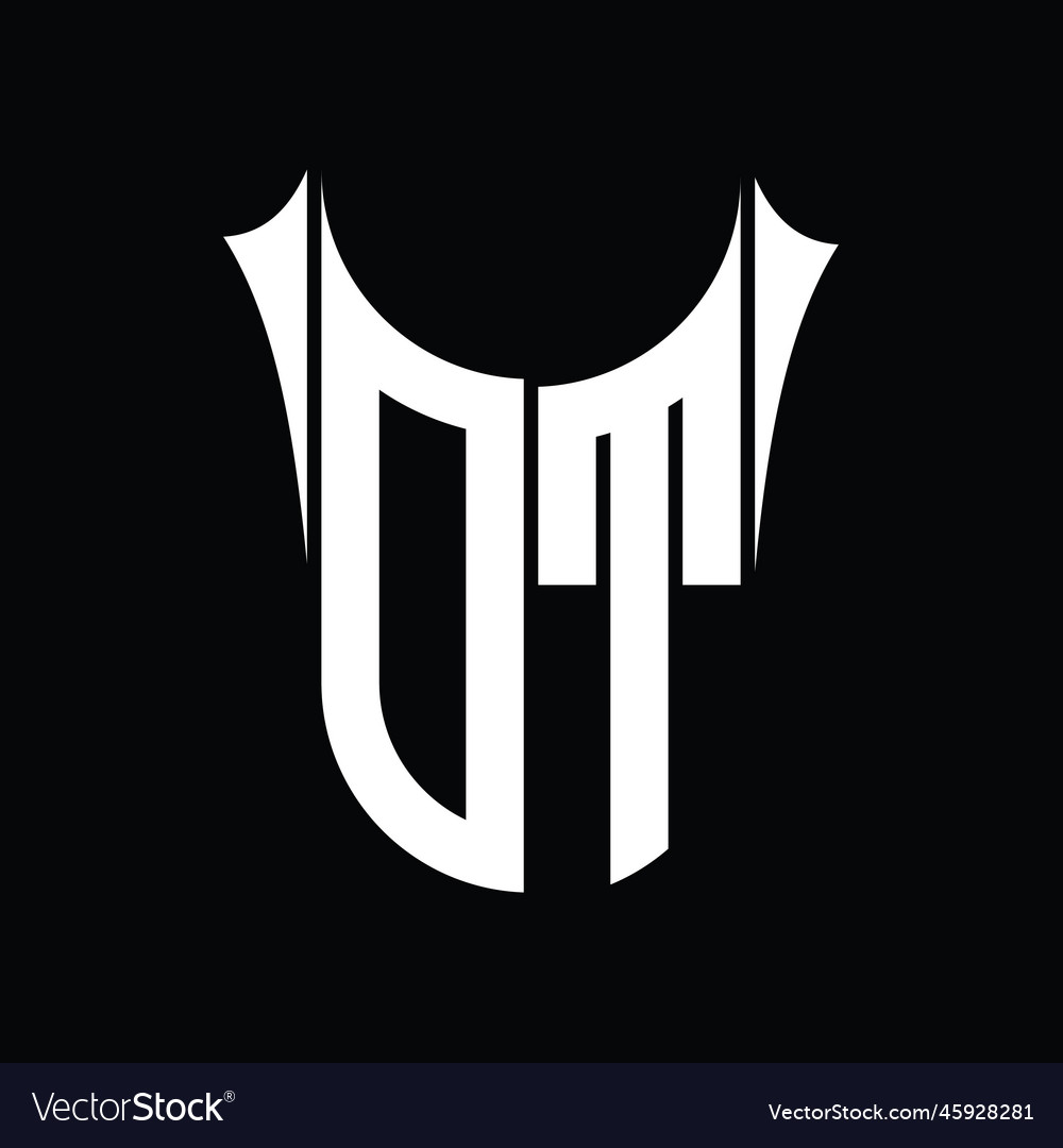 Dt logo monogram shield sharp half round shape