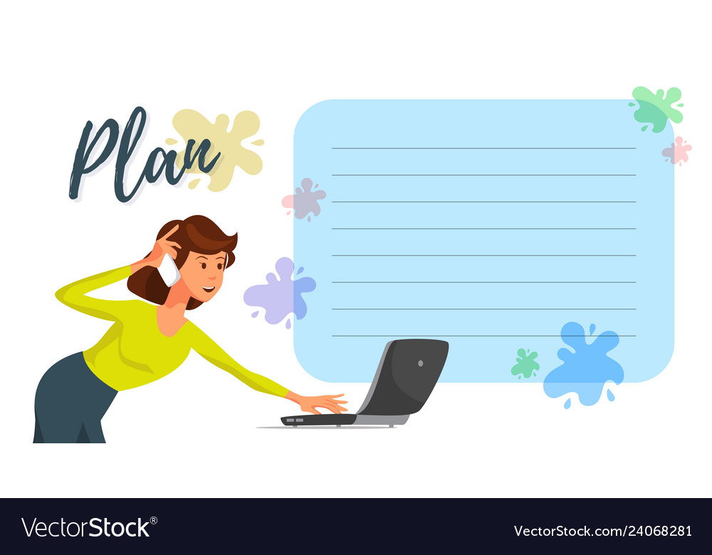 Flache Banner-Plan junge Mädchen gelbe Bluse vector image Flache Banner-Plan junge Mädchen gelbe Bluse