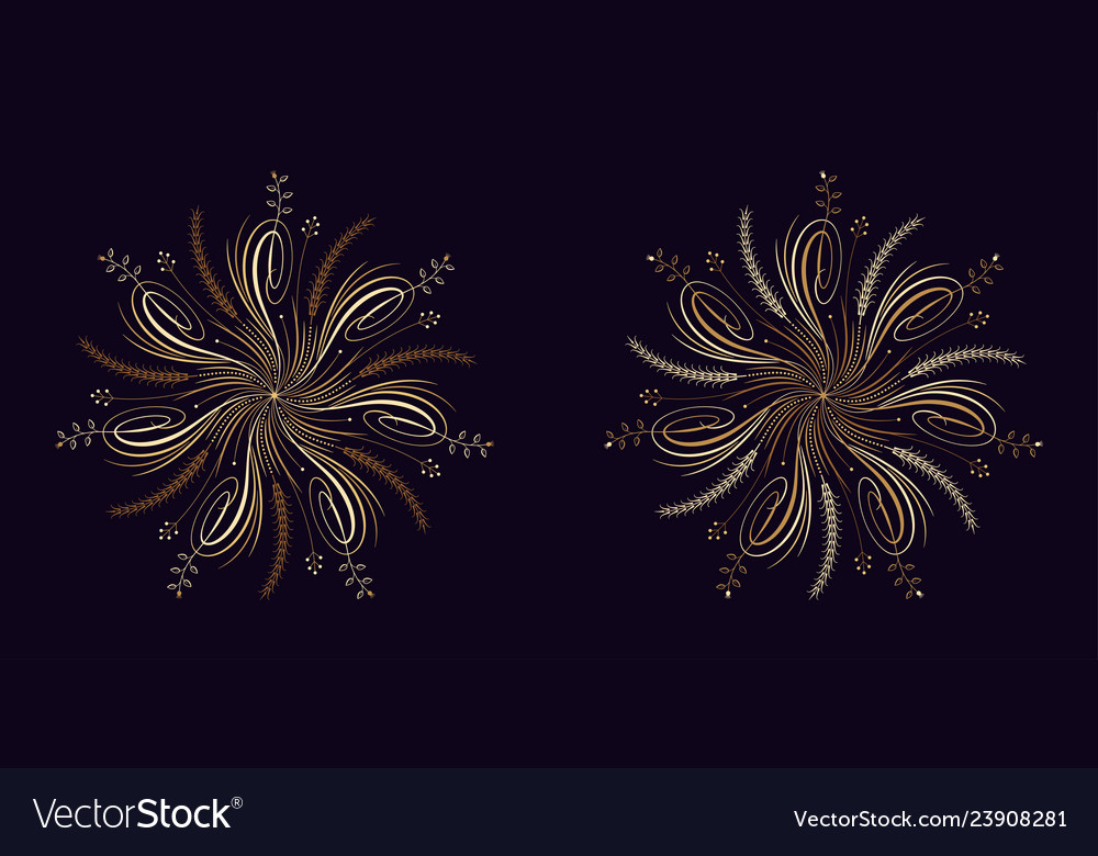 Floral flourish ornament in golden style Vector Image