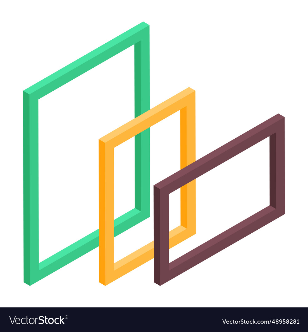 Grab isometric icon of art frames Royalty Free Vector Image