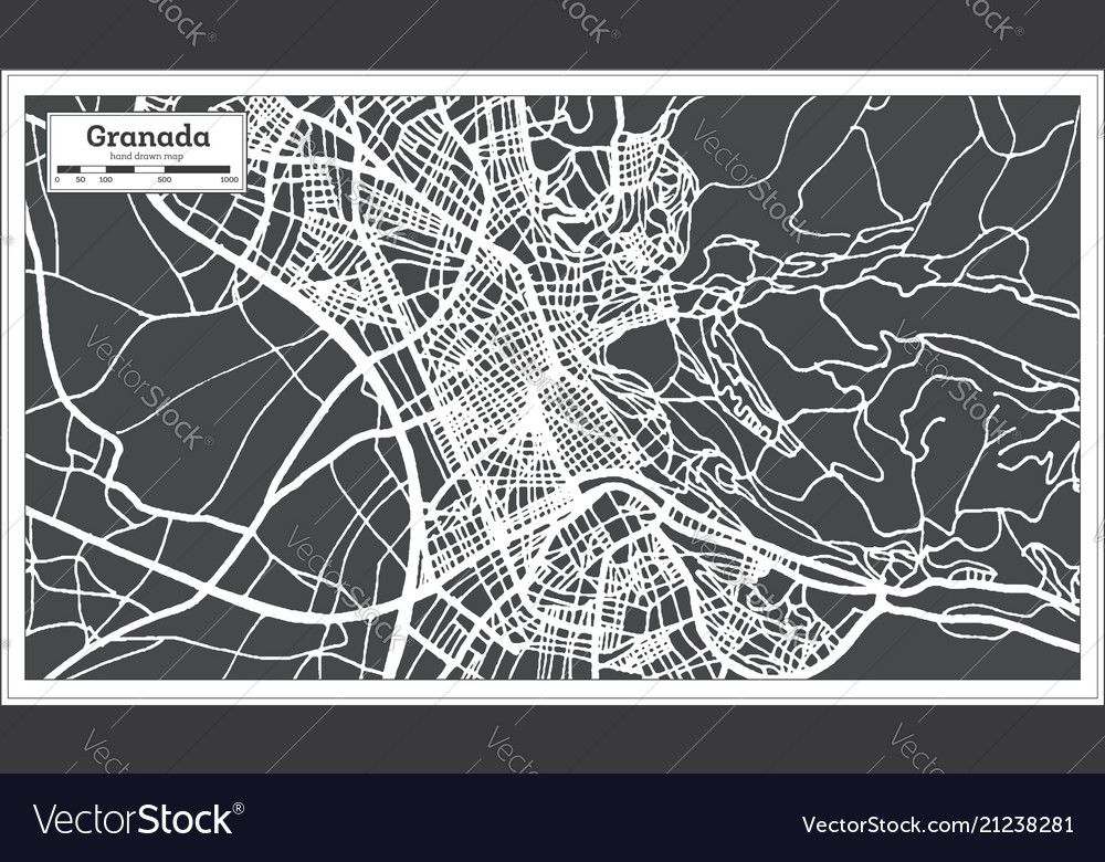 Granada spain city map in retro style outline Vector Image