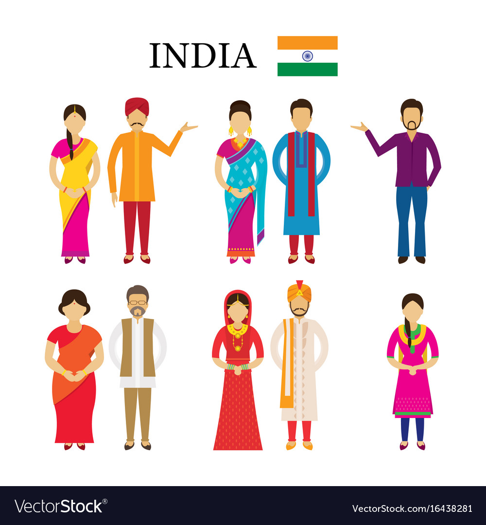 India People In Traditional Clothing Royalty Free Vector