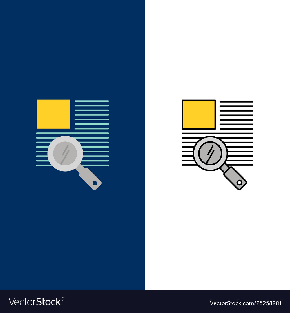 Line text zoom reading icons flat and filled