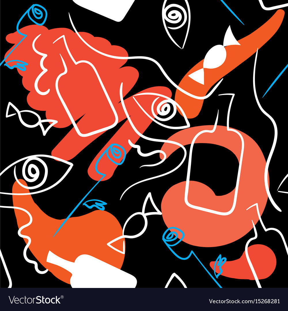 Linear seamless pattern in surrealism style