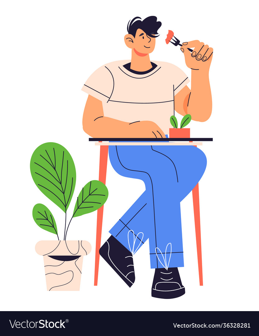 Man sitting at table and eating with fork cartoon Vector Image Man sitting at table and eating with fork cartoon Vector Image